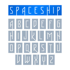 Modern font with monospaced typeface, alphabet