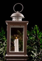Christmas lantern on black background