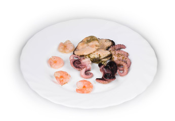 Mixed seafood plate.