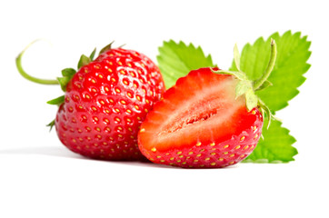 Red sweet strawberrys isolated on white background