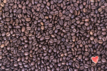 heart on the background of coffee