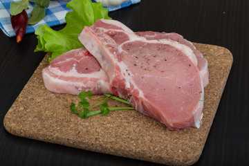 Raw t-bone steak