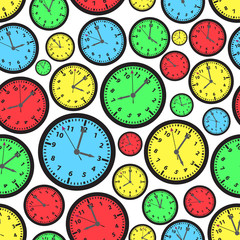 time zones color clock seamless pattern eps10