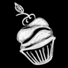 Sweet pastries on chalkboard