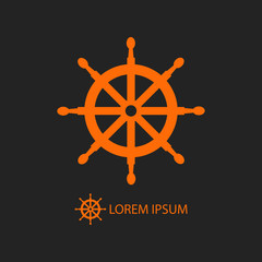 Orange helm as logo on black