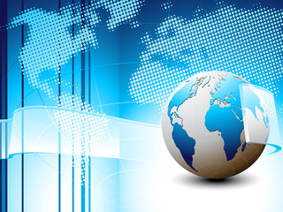 Blue background with planet Earth