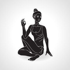 Vector Silhouette of yoga girl