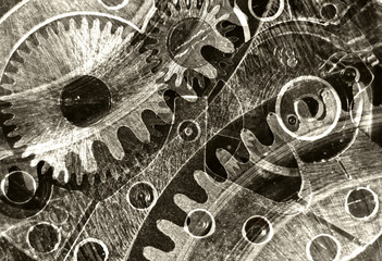 Abstract stylized collage of a mechanical device