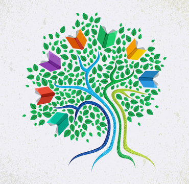 Education abstract concept tree book