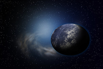 Planet earth with flare in space