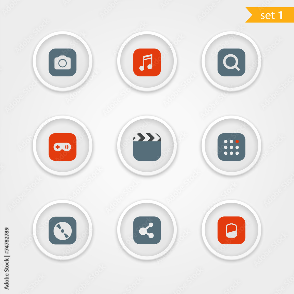 Aufkleber color interface icons collection. design elements