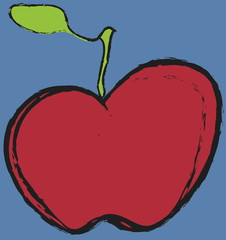 cartoon red apple,  illustration