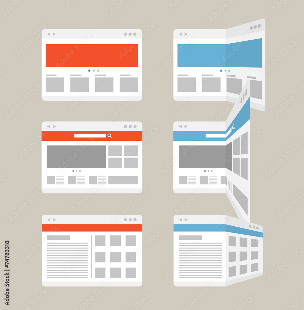Poster Different browser windows set. Design elements
