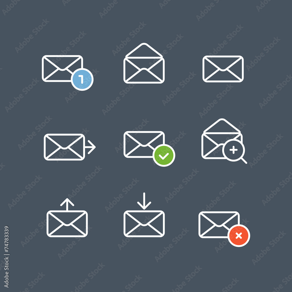Poster Different message icons set. Design elements