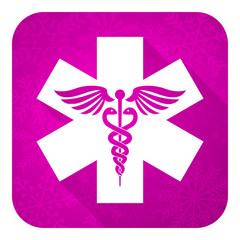 emergency violet flat icon, christmas button, hospital sign