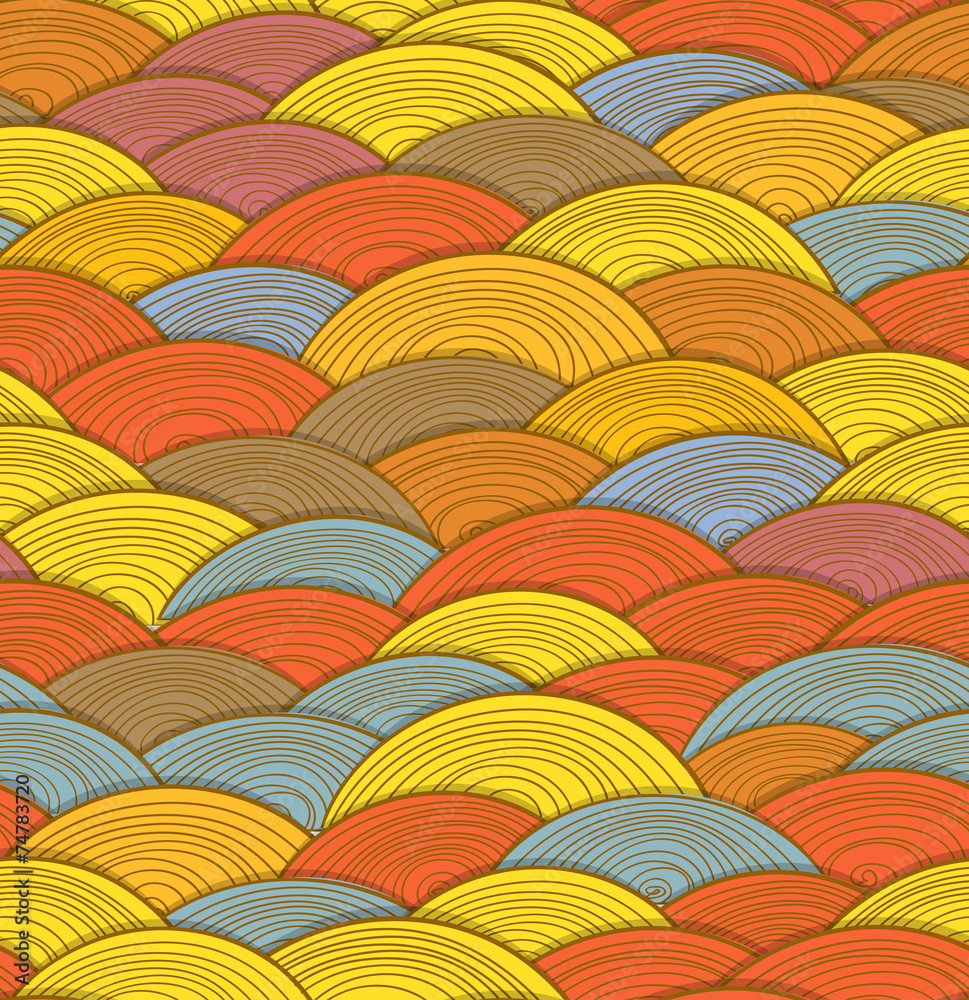 Poster Abstract seamless background of color waves