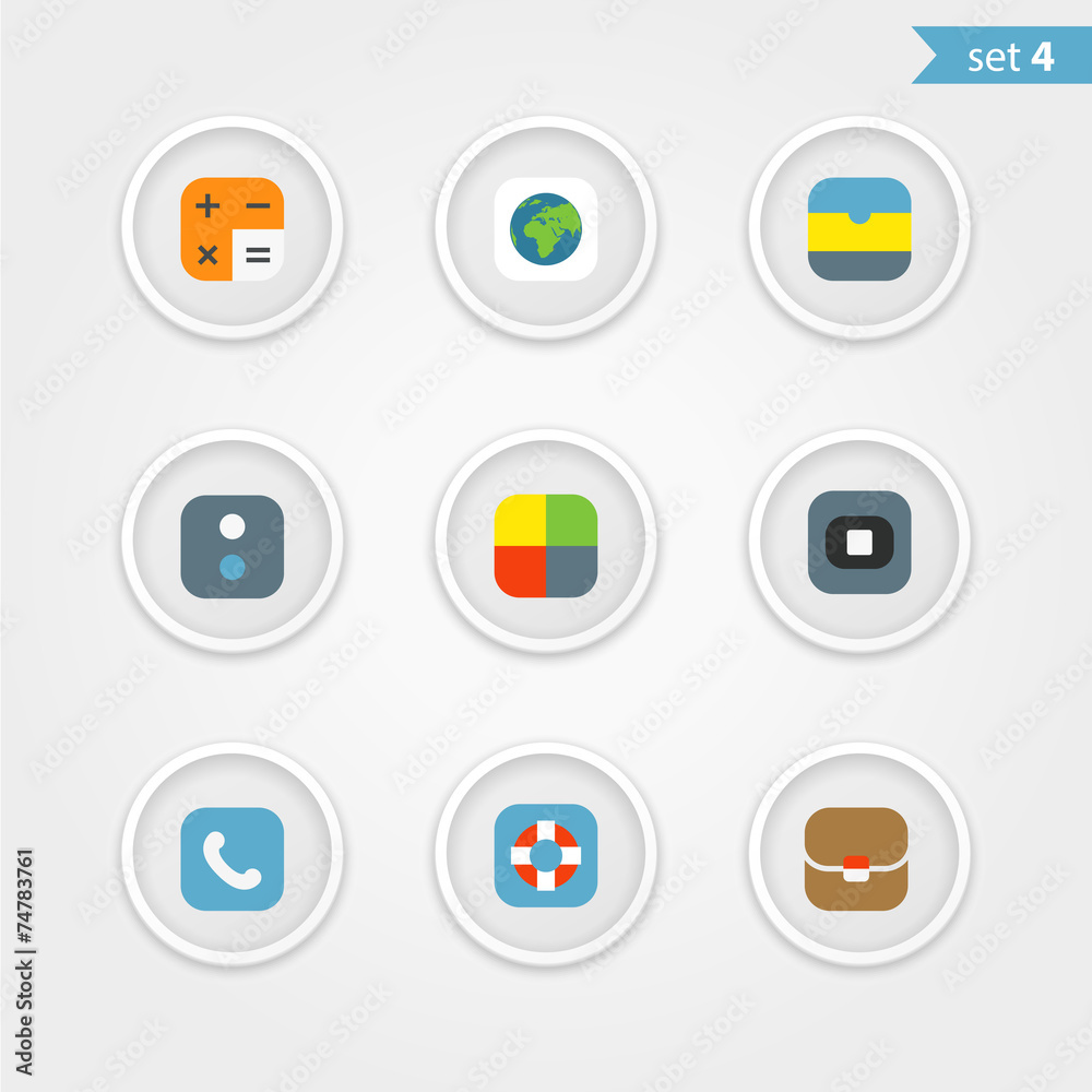 Poster color interface icons collection. design elements