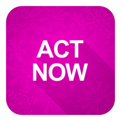 act now violet flat icon, christmas button