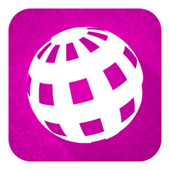earth violet flat icon, christmas button
