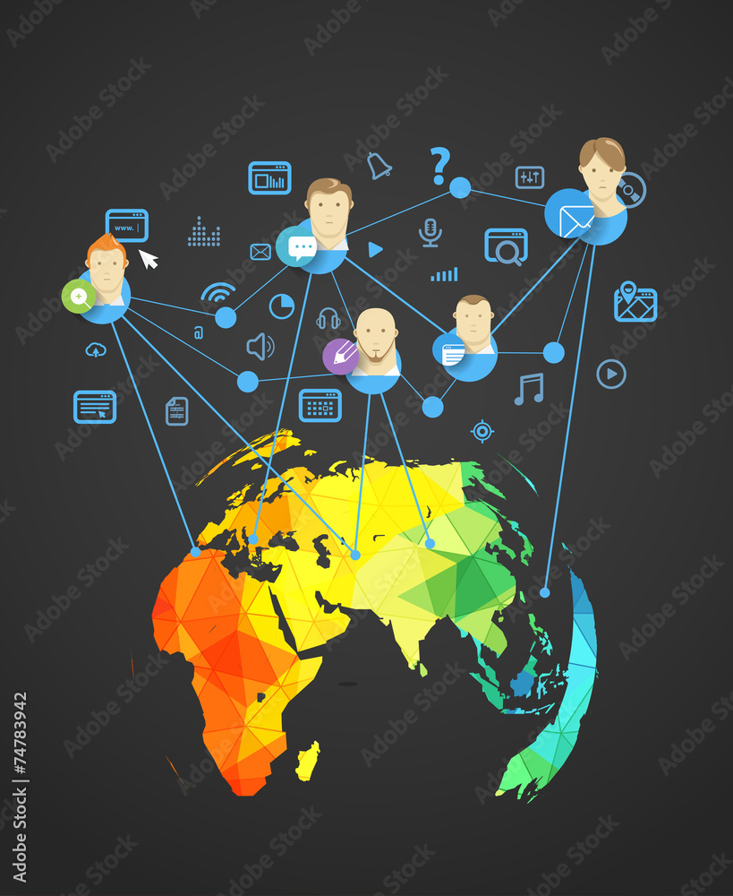 Aufkleber abstract scheme of modern social network. design elements
