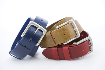 Colorful leather belts