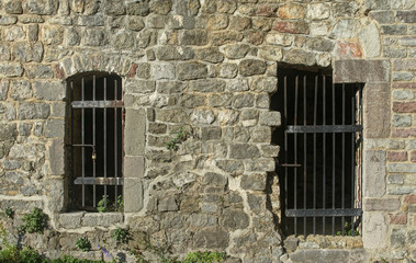 Fototapeta na wymiar two medieval prison cell doors