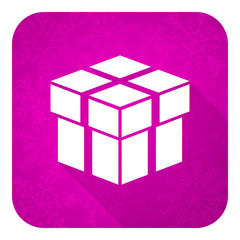 box violet flat icon, christmas button