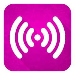 wifi violet flat icon, christmas button, wireless network sign