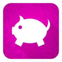 piggy bank violet flat icon, christmas button