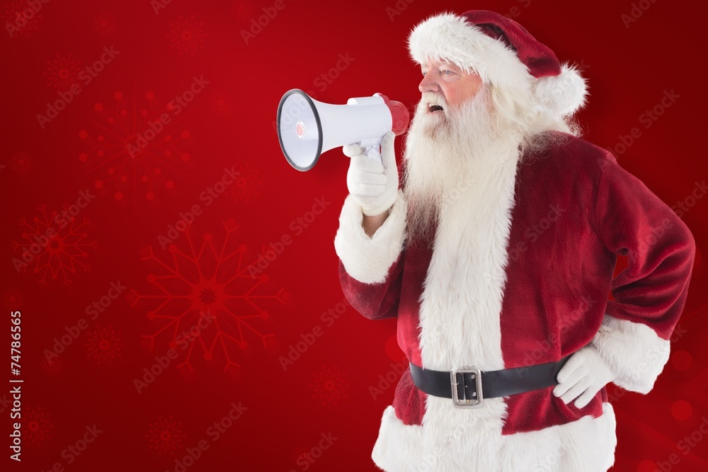 Aufkleber composite image of santa claus is using a megaphone
