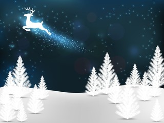 Christmas tree and flying reindeer