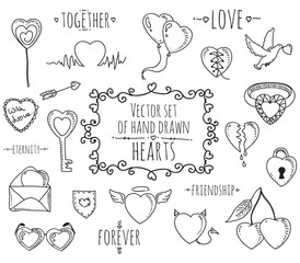 Collection of vector vintage style hearts