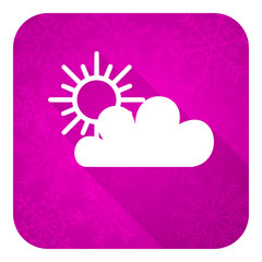cloud violet flat icon, christmas button, waether forecast sign