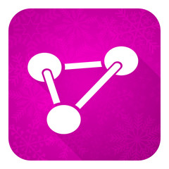 chemistry violet flat icon, christmas button, molecule sign