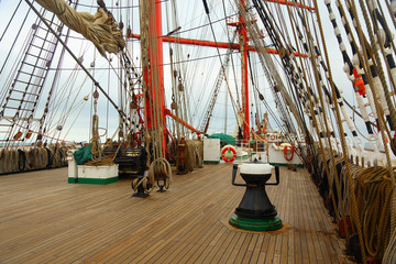 on the deck of an old sailing ship - 74787398