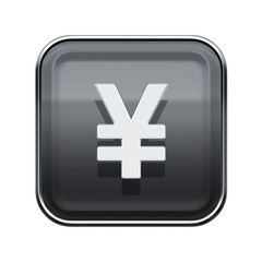 Obraz premium Yen icon glossy grey, isolated on white background