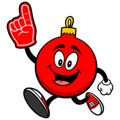 Christmas Ornament Running with Foam Finger