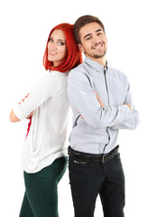 Loving couple isolated on white