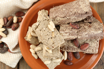 Two kinds of sunflower halva- with cocoa and peanuts