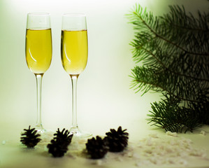 Two champagne glasses ready to bring