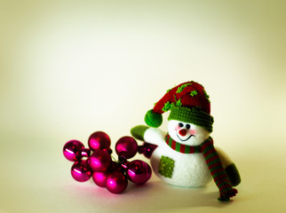 cute snowman with Christmas balls