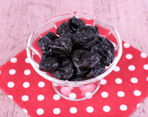 Prunes in glass bowl