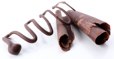 Chocolate curls isolated on white