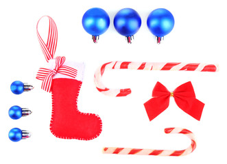 Collection of Christmas objects isolated on white