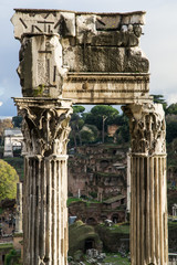 Naklejka premium Foro Romano, tempio di Vespasiano - Roma