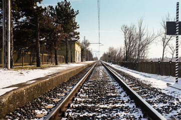 Railroad with snow