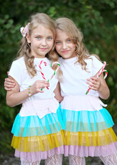 Portrait of two beautifullittle girls twins