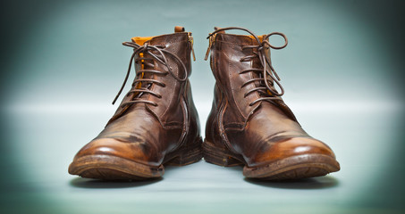 old-school leather shoes brown. fashion trend