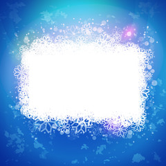 Sunny blue background with magic snow banner