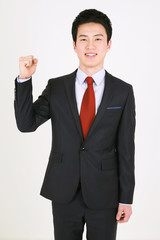 스튜디오 안의 비즈니스맨과 비즈니스 우먼